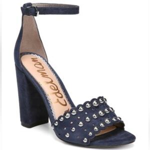 NIB Sam Edelman "Yaria" Inky Navy Suede Block Heel Shoes Size 8.5
